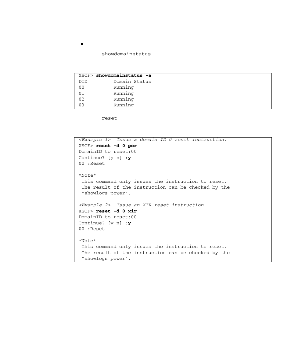 6 domain reset, Domain reset 4–15 | FUJITSU SPARC M4000 User Manual | Page 223 / 376