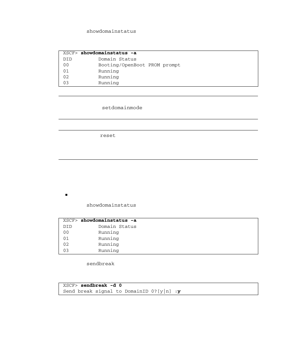 7 sending a break signal to a domain, Sending a break signal to a domain 4–16 | FUJITSU SPARC M4000 User Manual | Page 224 / 376