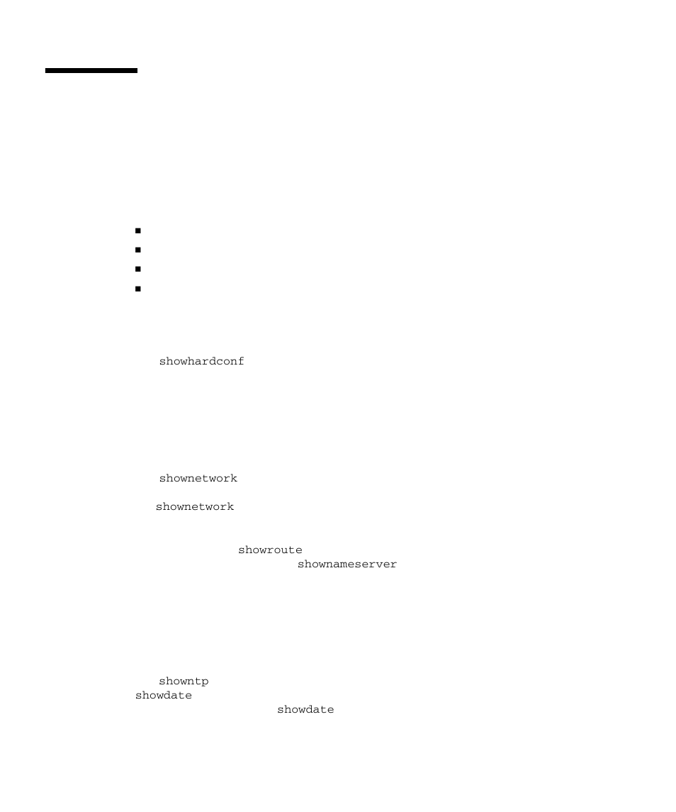 4 server configuration information commands, Server configuration information commands 5–12, Showhardconf | Showntp / showdate | FUJITSU SPARC M4000 User Manual | Page 248 / 376