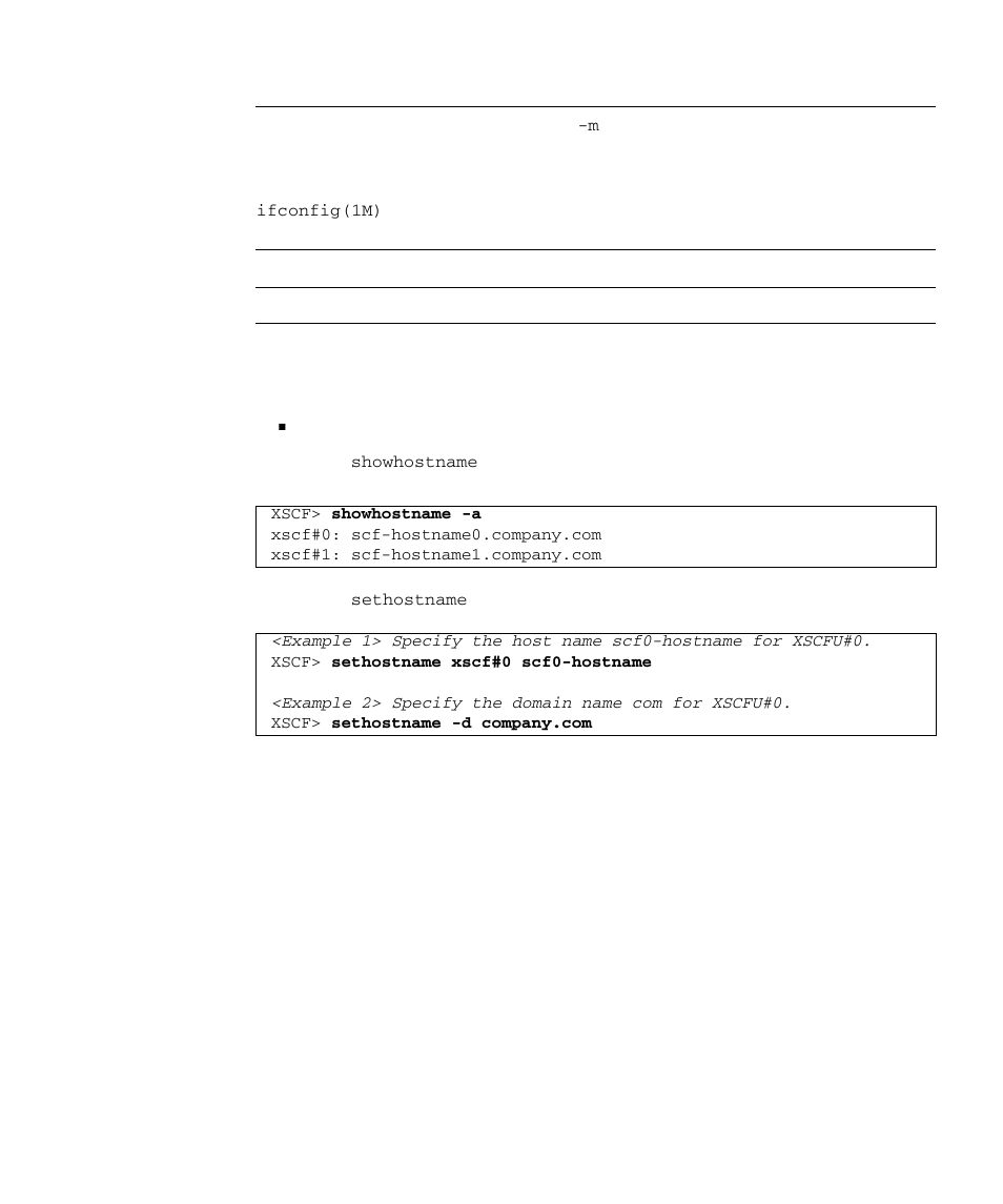 Specifying a host name for xscf | FUJITSU SPARC M4000 User Manual | Page 81 / 376