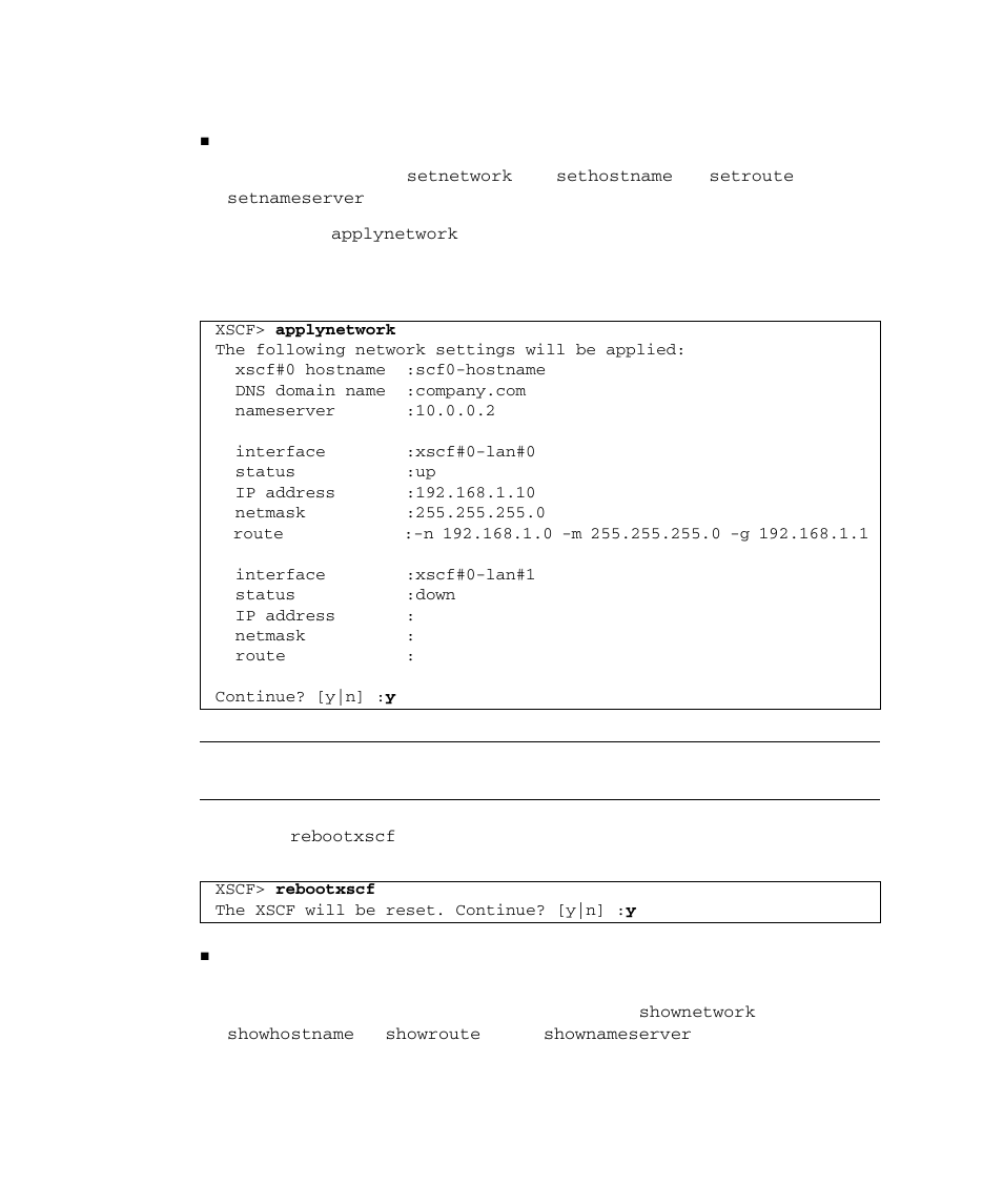 Applying the xscf network settings | FUJITSU SPARC M4000 User Manual | Page 84 / 376