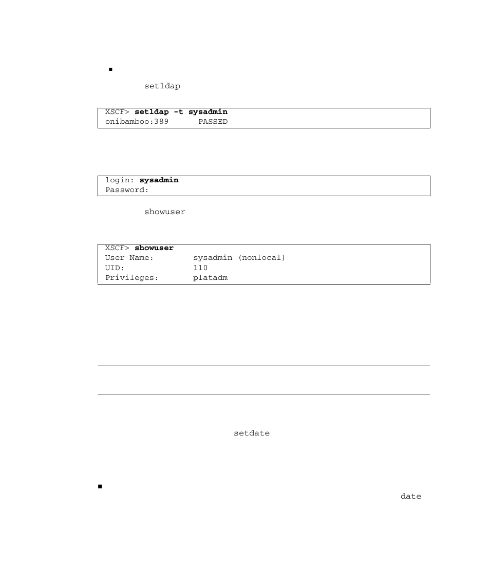4 time administration, Time administration 2–40, Section 2.2.4, “time administration | Testing a connection to an ldap server | FUJITSU SPARC M4000 User Manual | Page 96 / 376