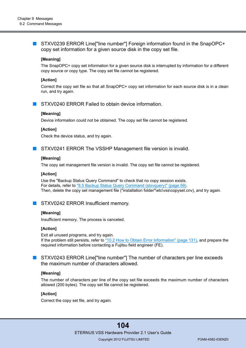 FUJITSU VSS Hardware Provider 2.1 User Manual | Page 104 / 134
