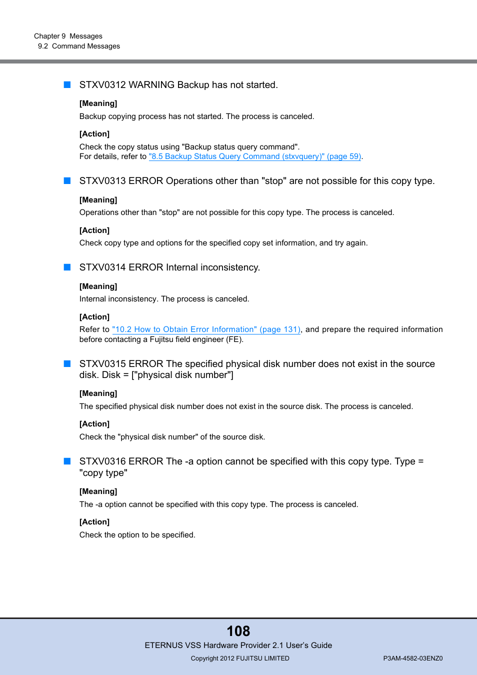 FUJITSU VSS Hardware Provider 2.1 User Manual | Page 108 / 134