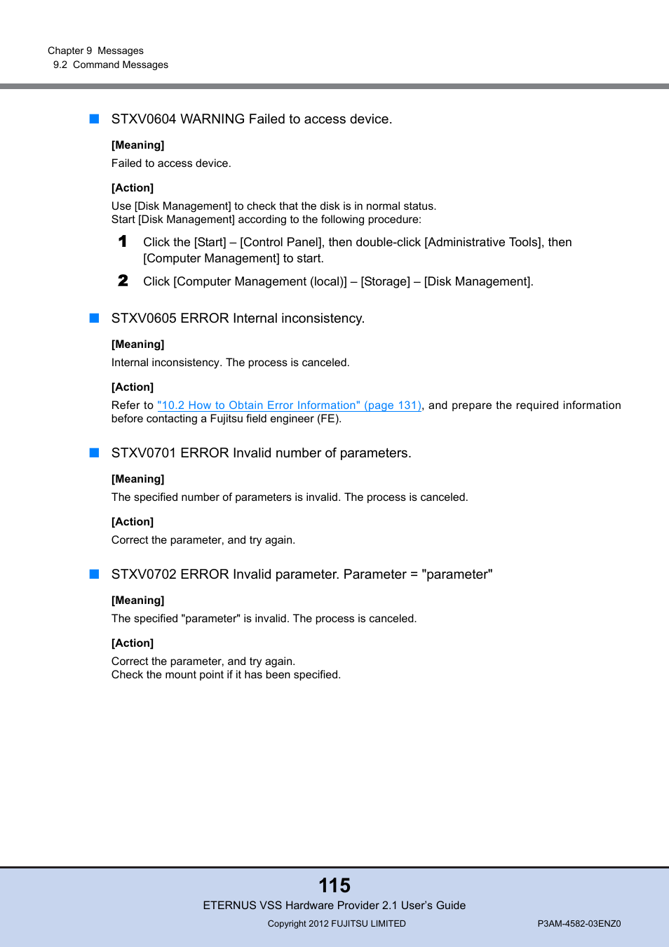 FUJITSU VSS Hardware Provider 2.1 User Manual | Page 115 / 134