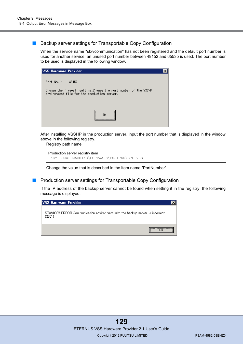FUJITSU VSS Hardware Provider 2.1 User Manual | Page 129 / 134