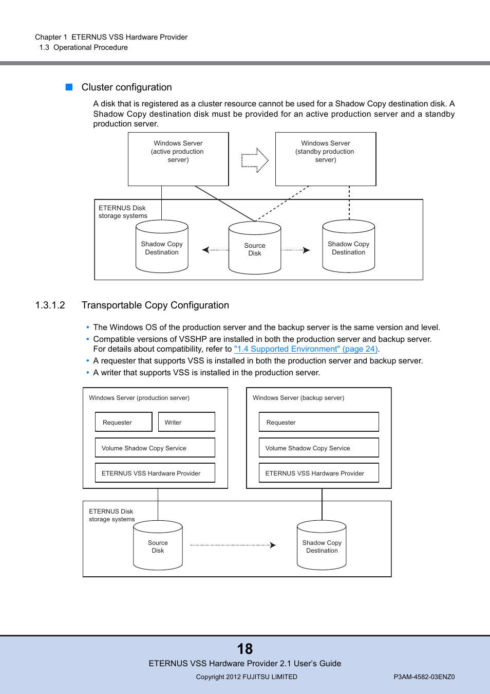2 transportable, Cluster configuration, 2 transportable copy configuration | FUJITSU VSS Hardware Provider 2.1 User Manual | Page 18 / 134