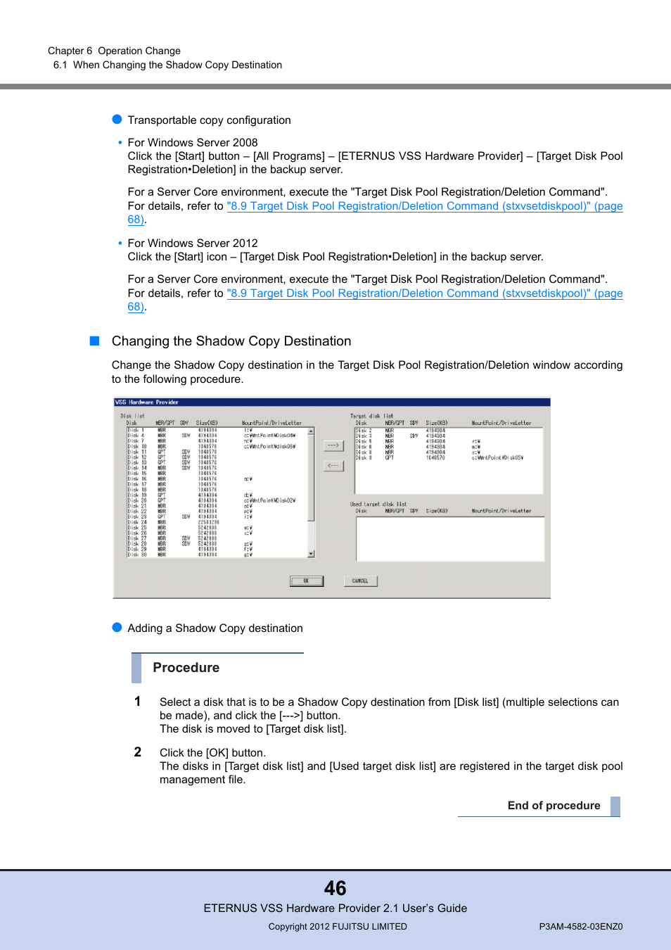 FUJITSU VSS Hardware Provider 2.1 User Manual | Page 46 / 134