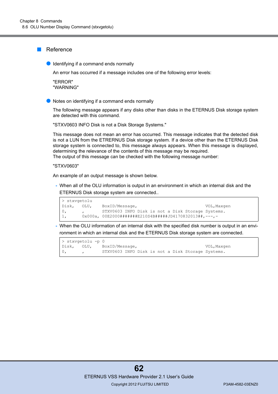 FUJITSU VSS Hardware Provider 2.1 User Manual | Page 62 / 134