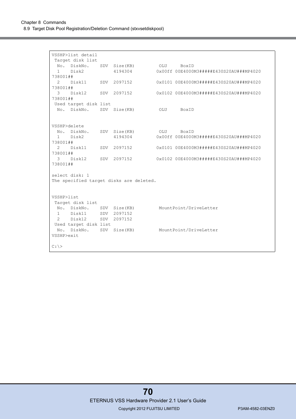 FUJITSU VSS Hardware Provider 2.1 User Manual | Page 70 / 134