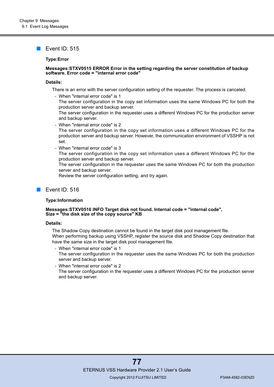 FUJITSU VSS Hardware Provider 2.1 User Manual | Page 77 / 134