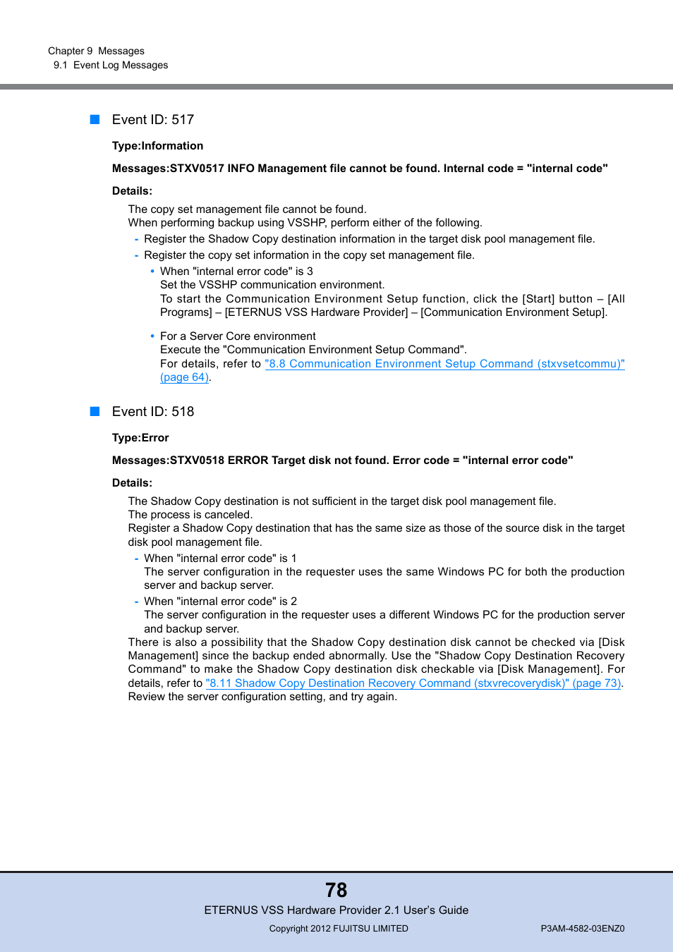 FUJITSU VSS Hardware Provider 2.1 User Manual | Page 78 / 134