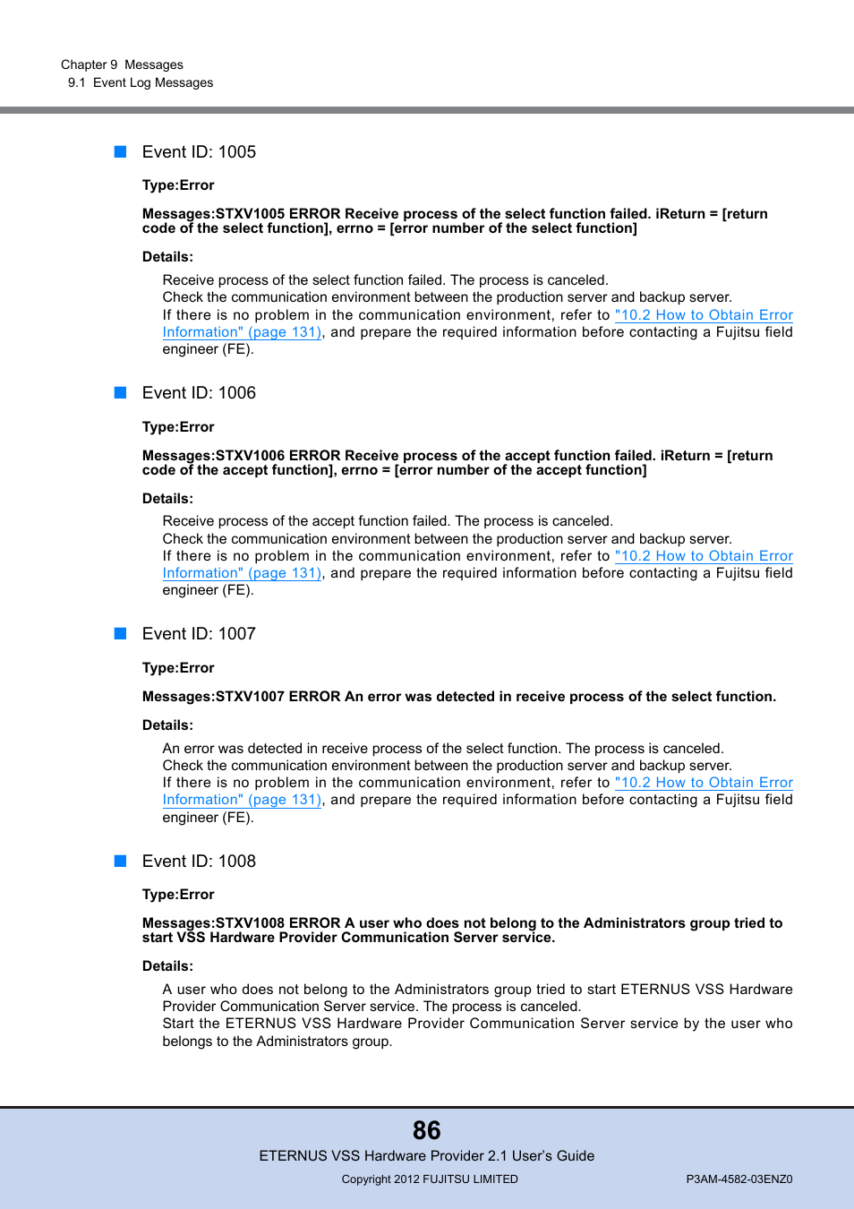 FUJITSU VSS Hardware Provider 2.1 User Manual | Page 86 / 134