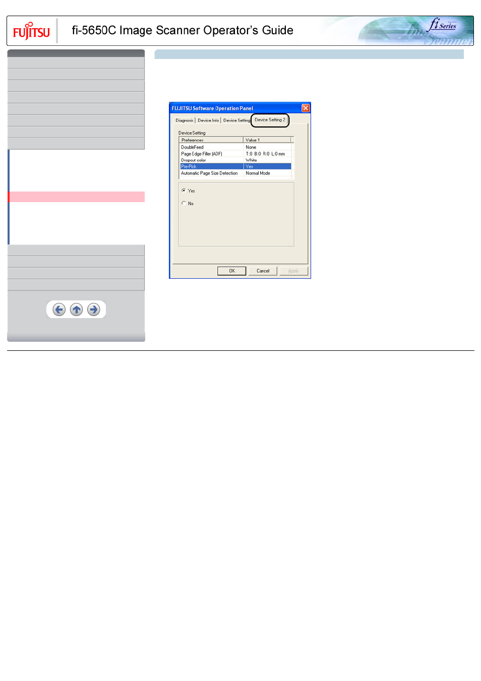 5 setting of pre-pick mode, Pre pick | FUJITSU Image Scanner fi-5650C User Manual | Page 136 / 161