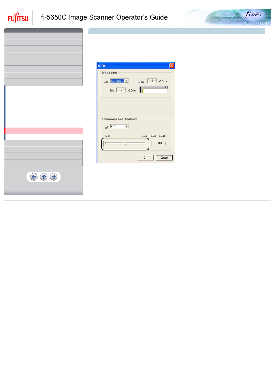 8 adjusting the scan scale, Adjust, Vertical magnification adjustment | Adjust [vertical magnification, Adjustment, 8 adjust the magnification | FUJITSU Image Scanner fi-5650C User Manual | Page 139 / 161