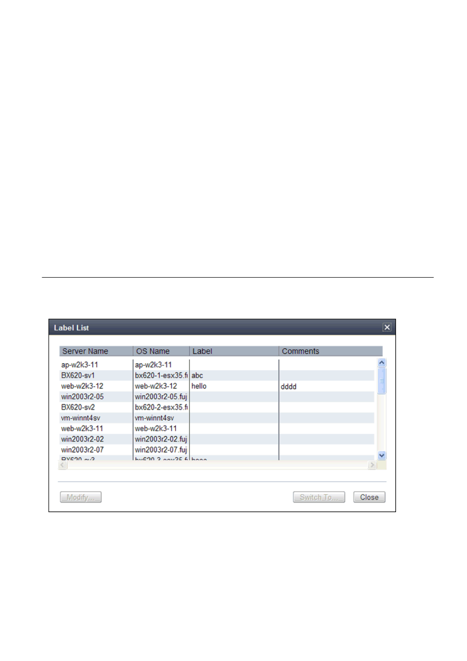 1 listing and editing of labels and comments | FUJITSU ServerView Respurce Orchestrator Virtual Edition V3.1.0 User Manual | Page 37 / 247
