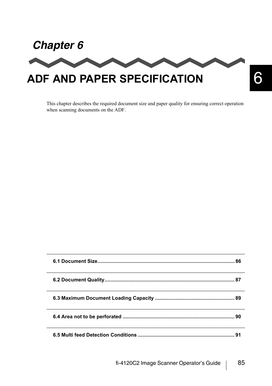 Chapter 6 adf and paper specification | FUJITSU fi-4120C2 User Manual | Page 101 / 130