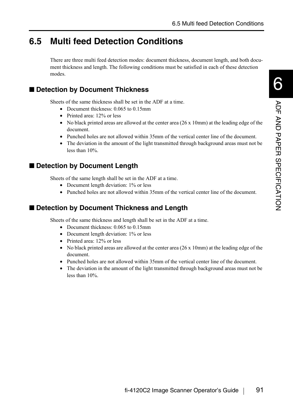 5 multi feed detection conditions | FUJITSU fi-4120C2 User Manual | Page 107 / 130