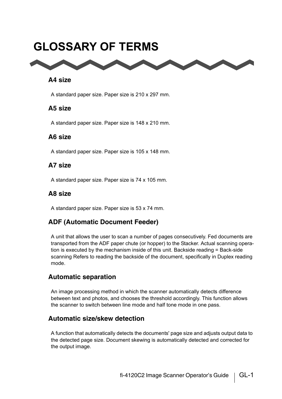 Glossary of terms | FUJITSU fi-4120C2 User Manual | Page 117 / 130