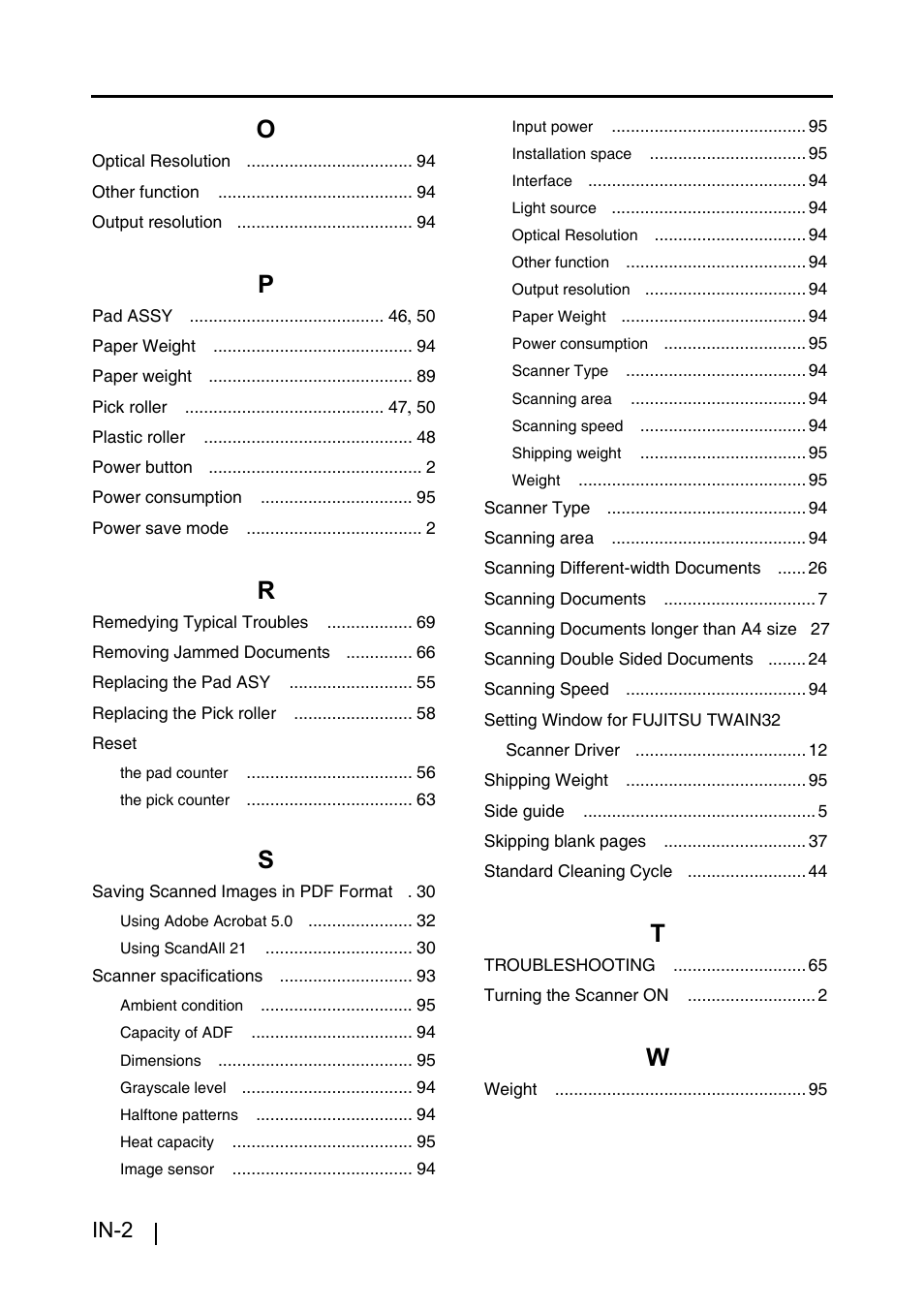 In-2 | FUJITSU fi-4120C2 User Manual | Page 128 / 130