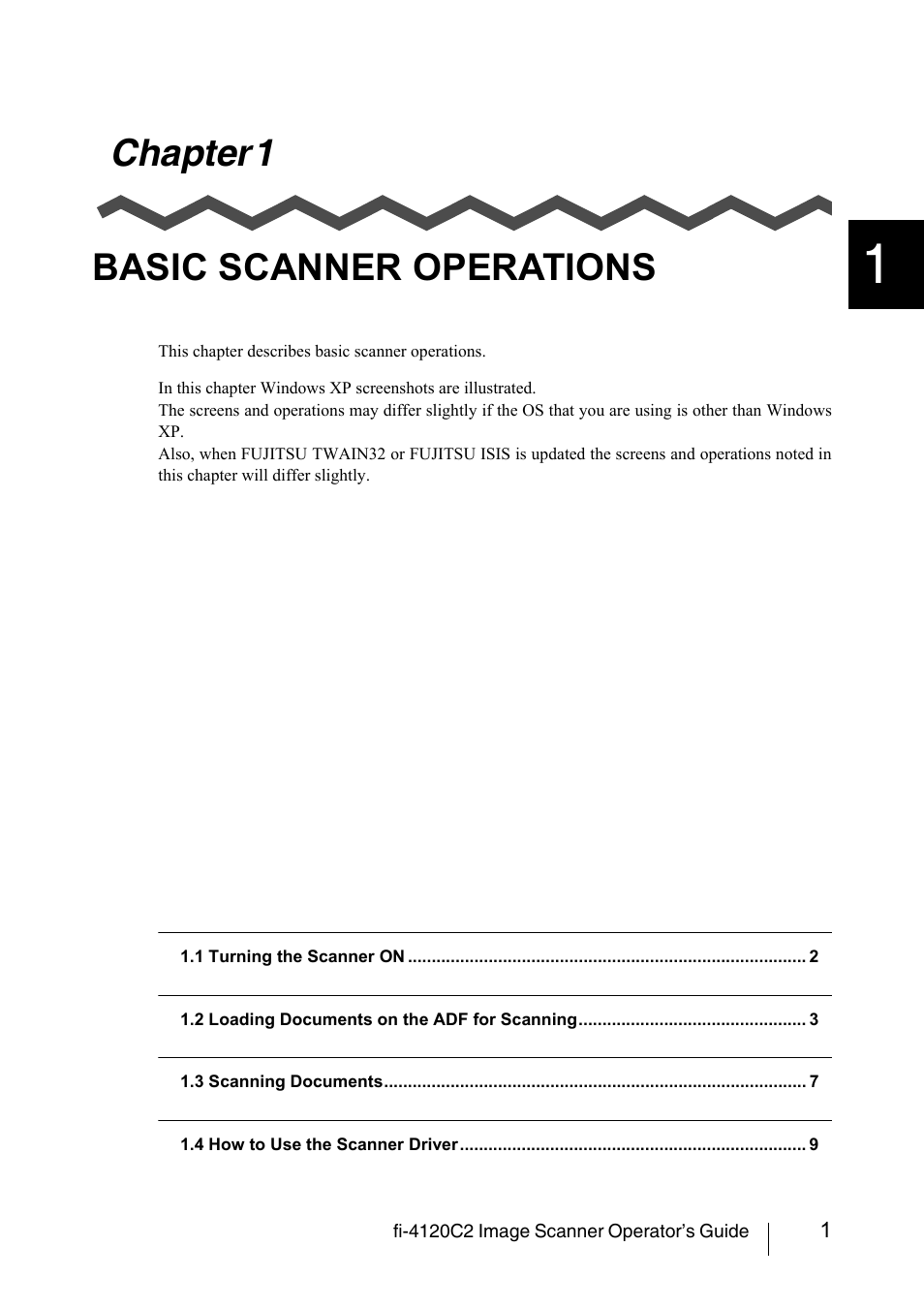 Chapter 1 basic scanner operations | FUJITSU fi-4120C2 User Manual | Page 17 / 130