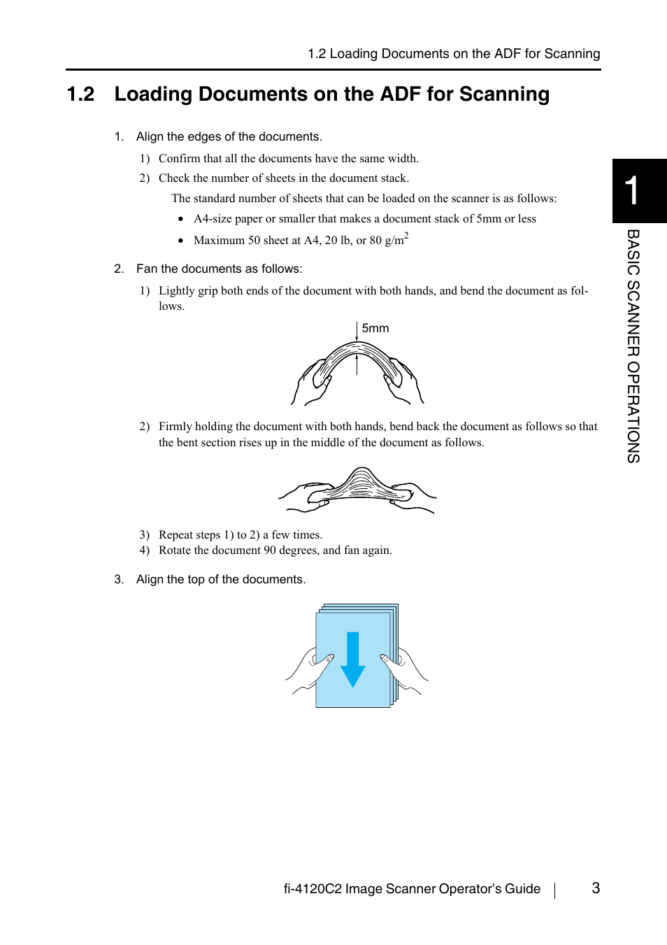 2 loading documents on the adf for scanning | FUJITSU fi-4120C2 User Manual | Page 19 / 130