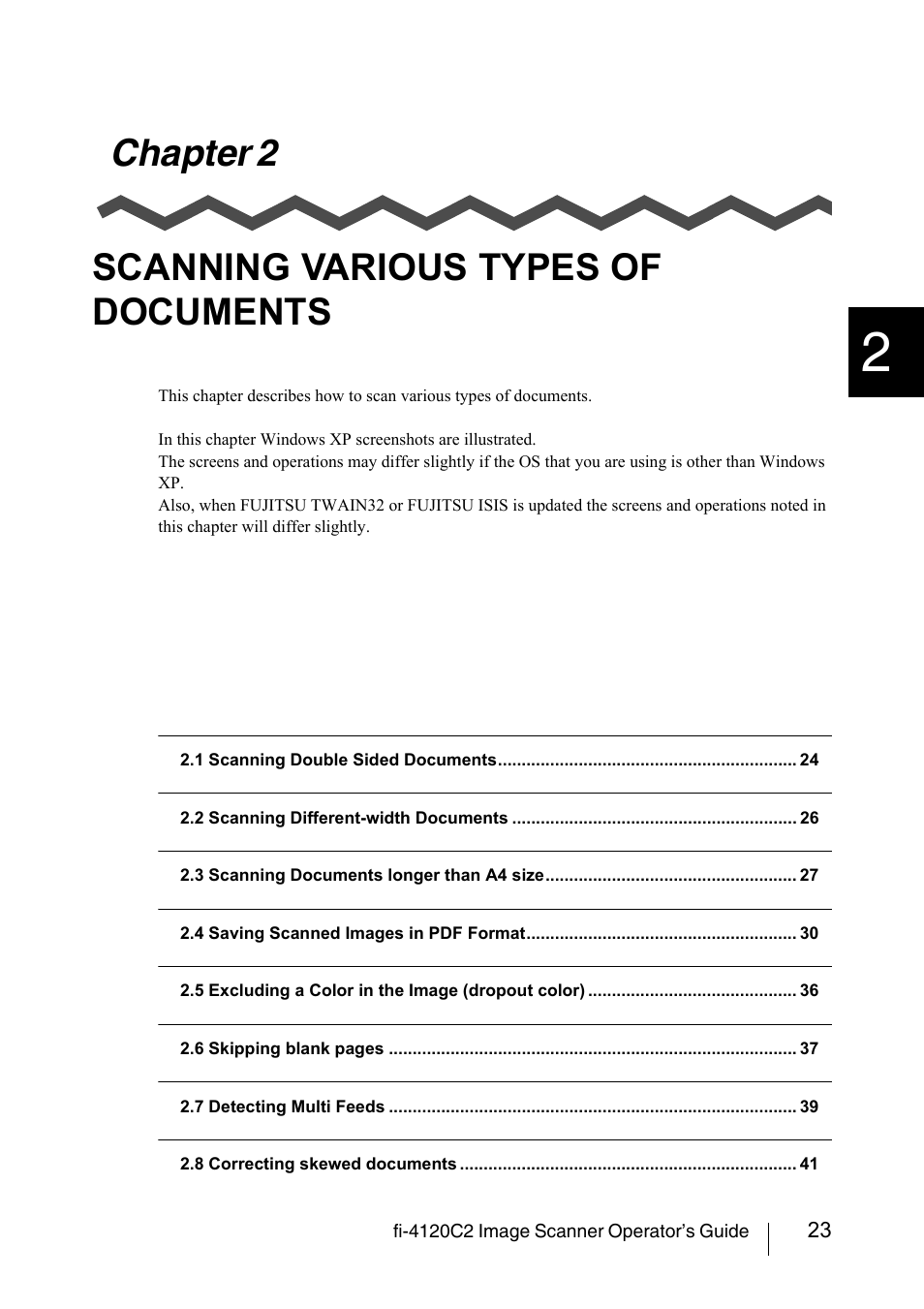 Chapter 2 scanning various types of documents | FUJITSU fi-4120C2 User Manual | Page 39 / 130