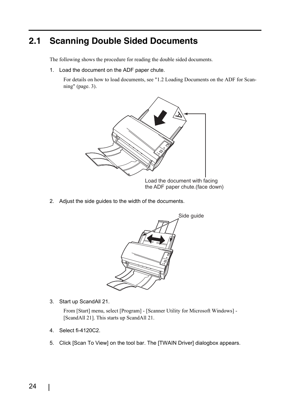 1 scanning double sided documents | FUJITSU fi-4120C2 User Manual | Page 40 / 130