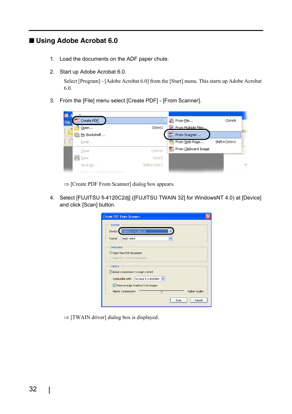 32 ■ using adobe acrobat 6.0 | FUJITSU fi-4120C2 User Manual | Page 48 / 130