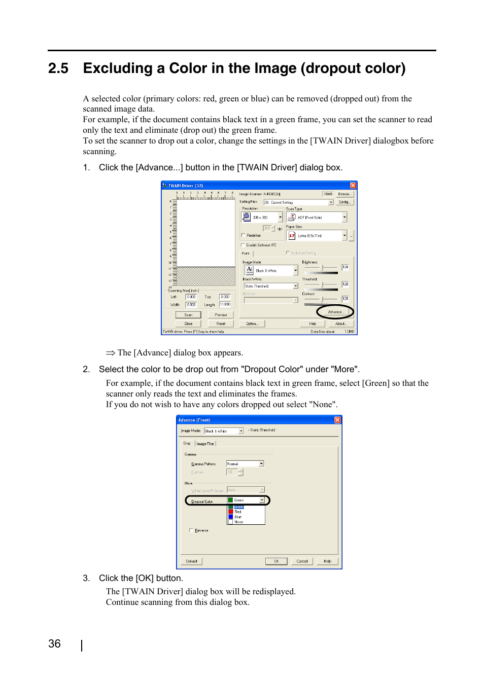 5 excluding a color in the image (dropout color) | FUJITSU fi-4120C2 User Manual | Page 52 / 130