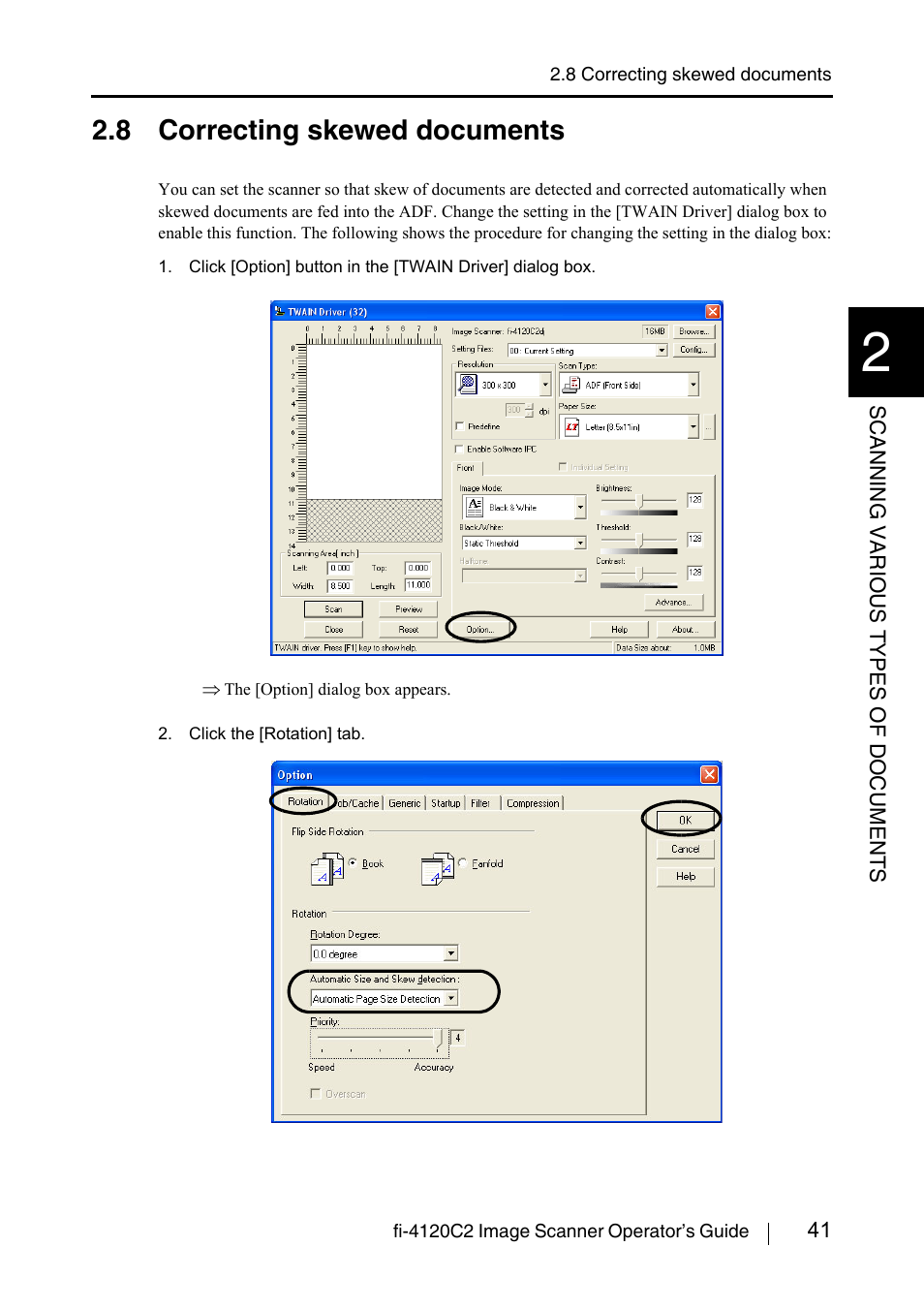 8 correcting skewed documents | FUJITSU fi-4120C2 User Manual | Page 57 / 130