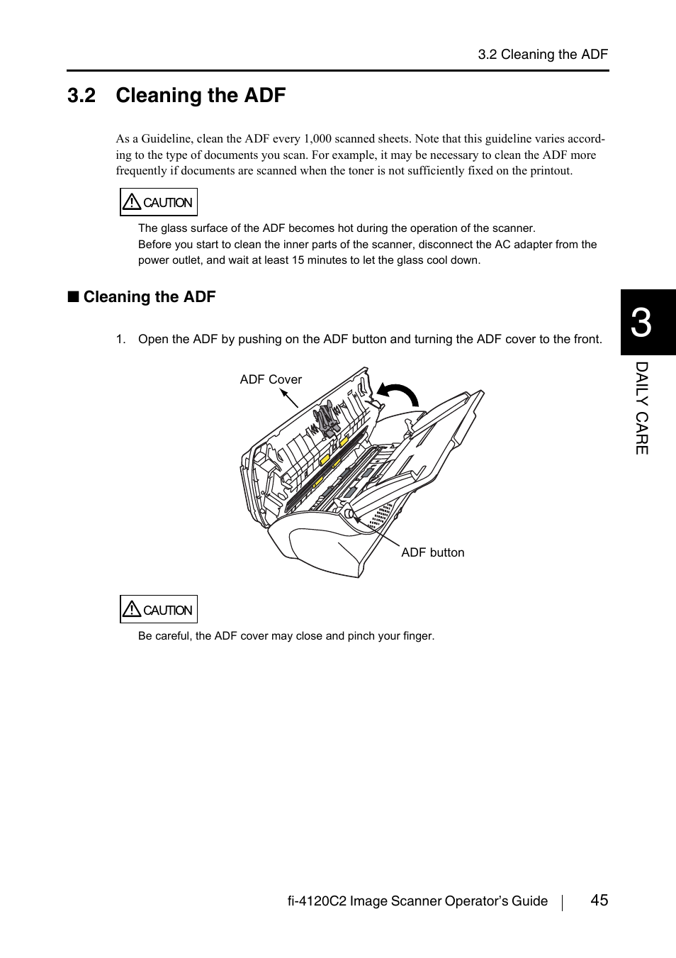 2 cleaning the adf | FUJITSU fi-4120C2 User Manual | Page 61 / 130