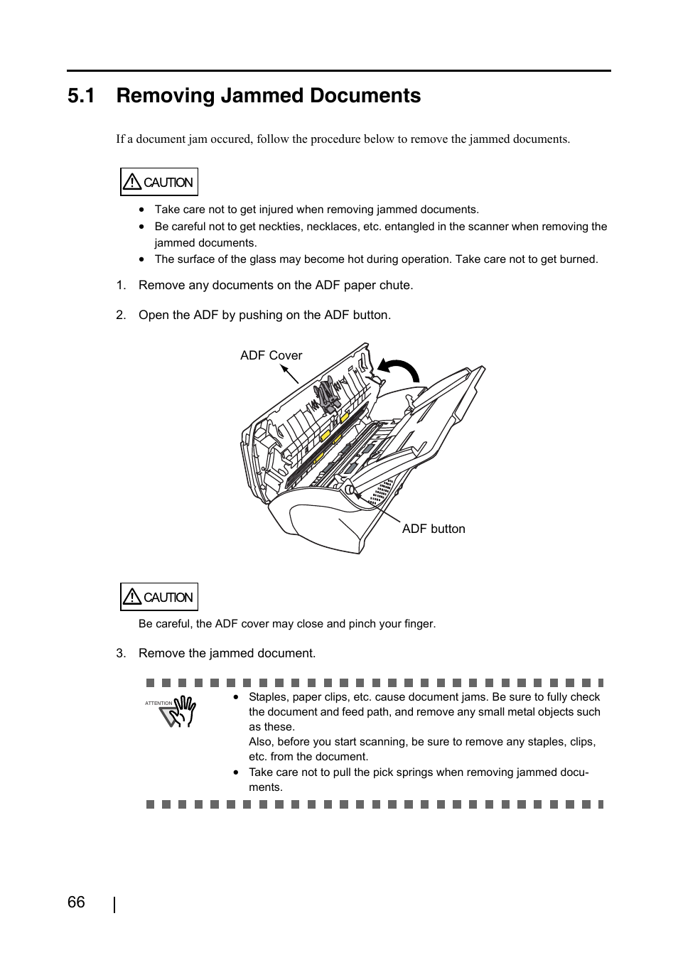 1 removing jammed documents | FUJITSU fi-4120C2 User Manual | Page 82 / 130