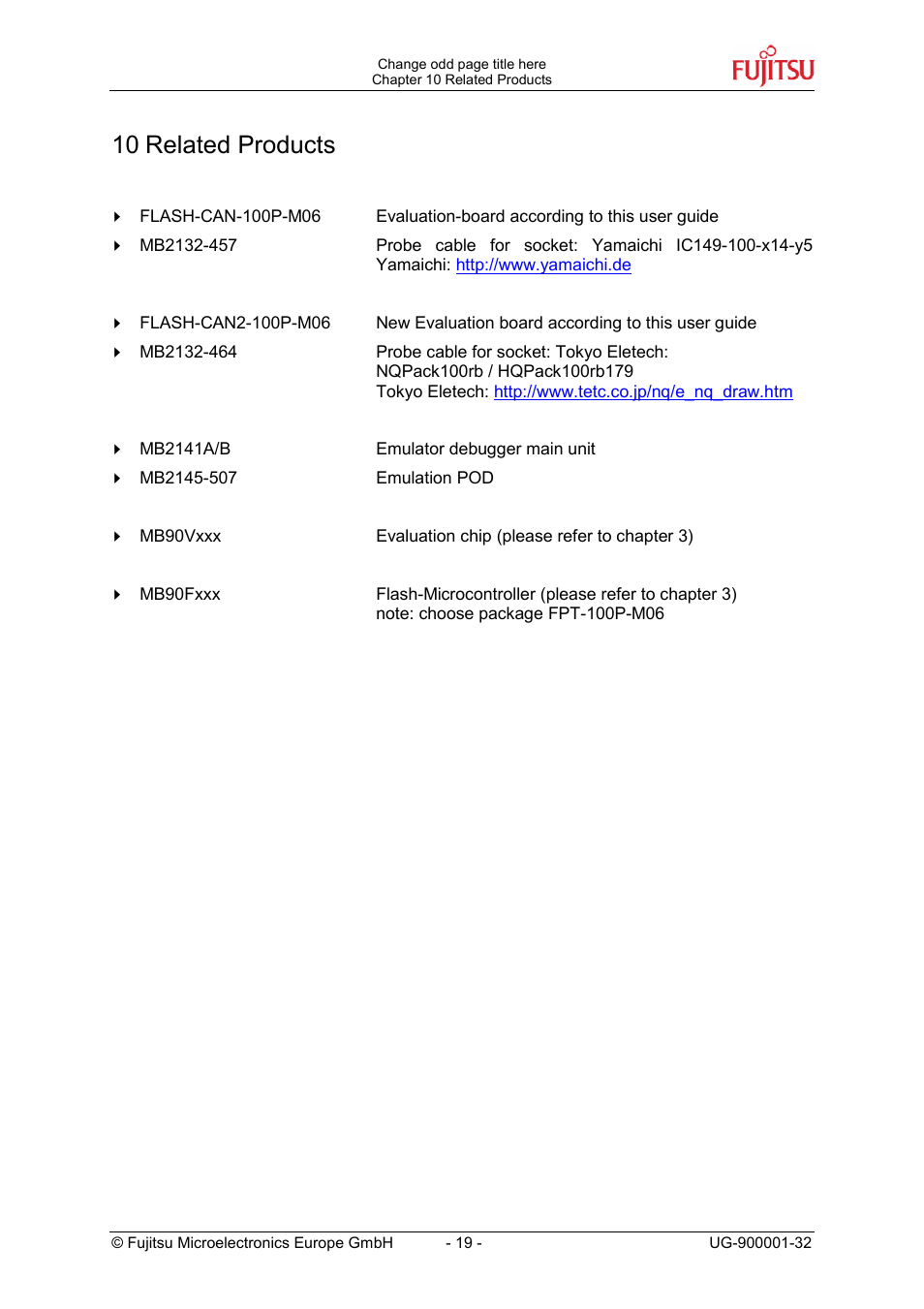 10 related products | FUJITSU FMC-16LX FAMILY User Manual | Page 19 / 20