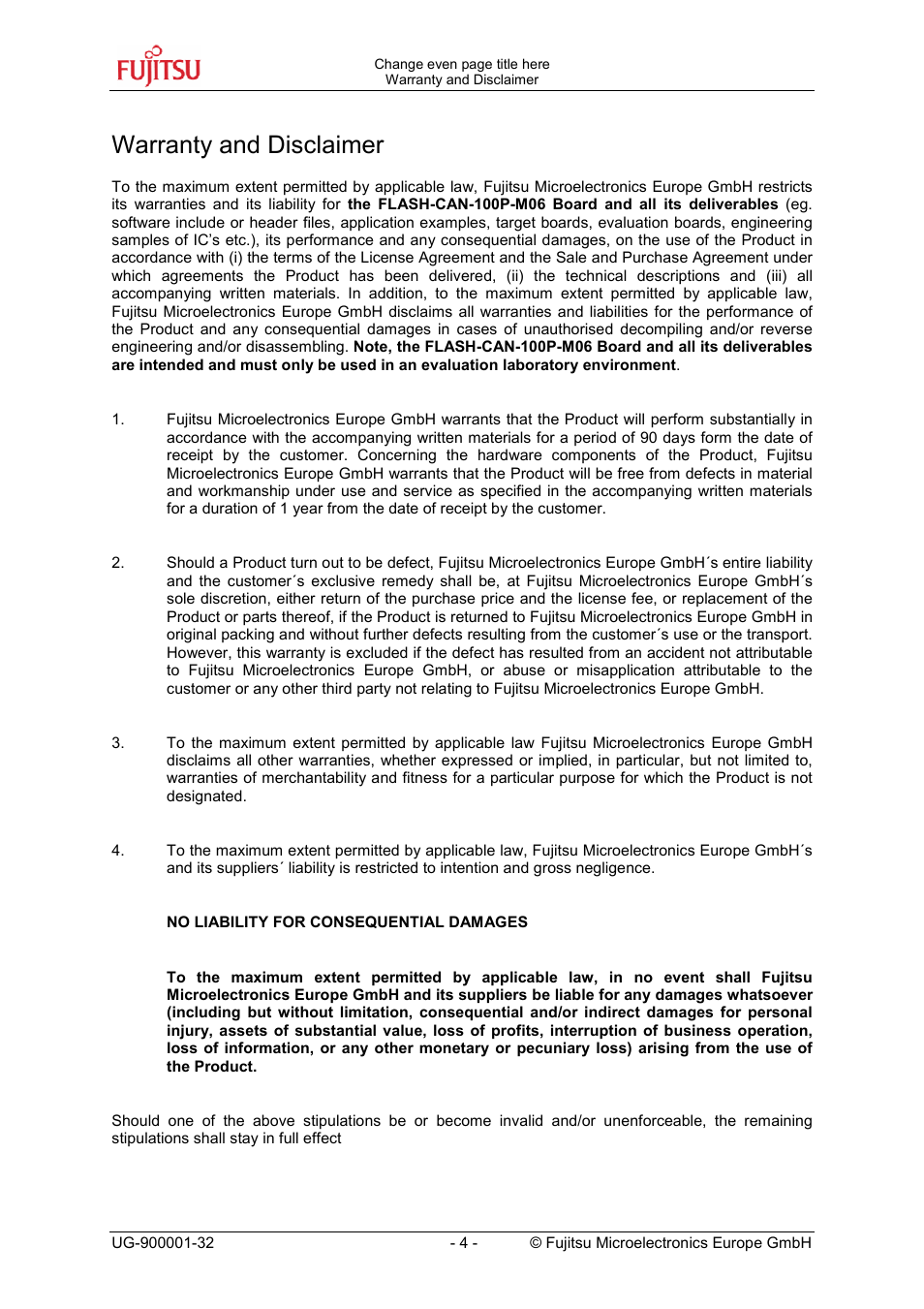 Warranty and disclaimer | FUJITSU FMC-16LX FAMILY User Manual | Page 4 / 20