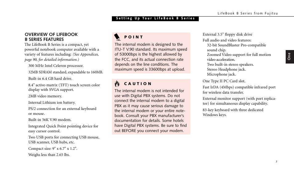 Overview of lifebook b series features | FUJITSU LIFEBOOK B142 User Manual | Page 14 / 112