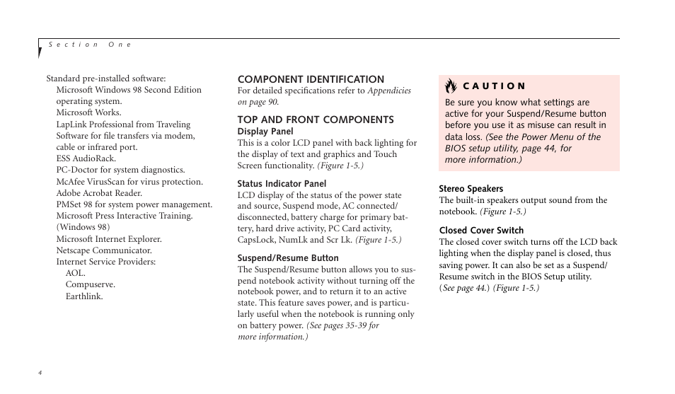 Component identification, Top and front components | FUJITSU LIFEBOOK B142 User Manual | Page 15 / 112