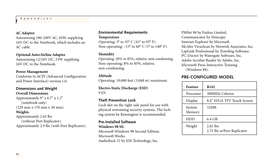 FUJITSU LIFEBOOK B142 User Manual | Page 99 / 112