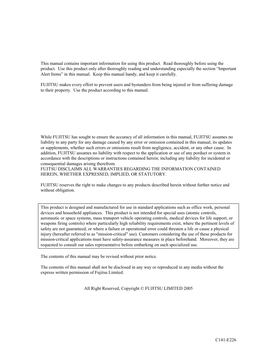 For safe operation | FUJITSU MAW3073NC/NP User Manual | Page 2 / 130