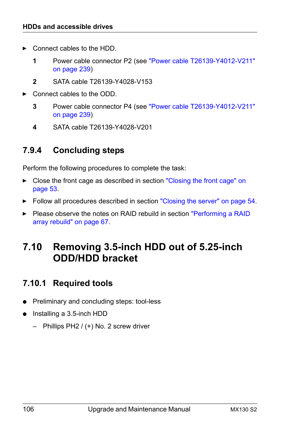 4 concluding steps, 1 required tools, Concluding steps | Required tools | FUJITSU PRIMERGY MX130 S2 User Manual | Page 106 / 256