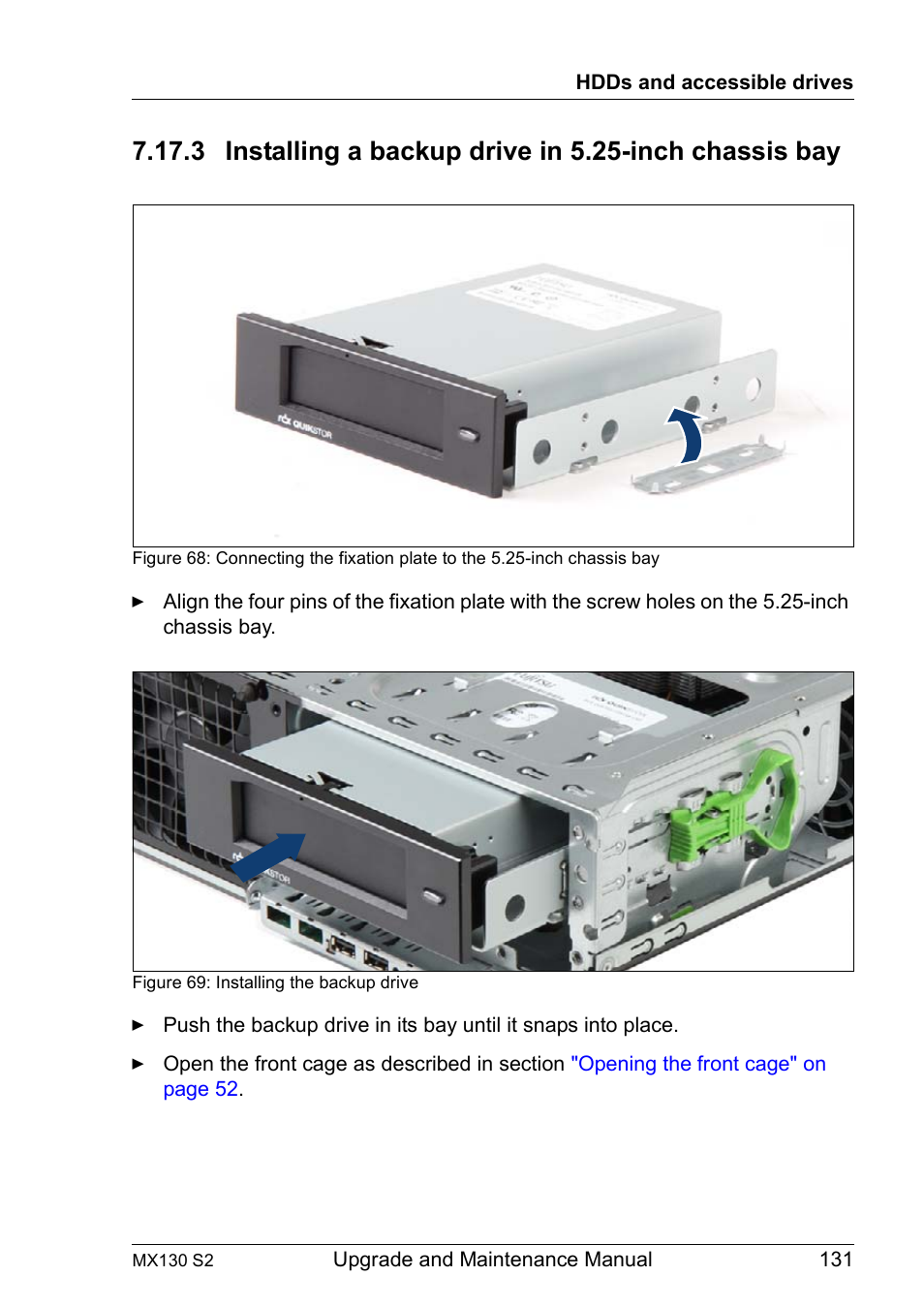 Installing a backup drive in 5.25-inch chassis bay | FUJITSU PRIMERGY MX130 S2 User Manual | Page 131 / 256