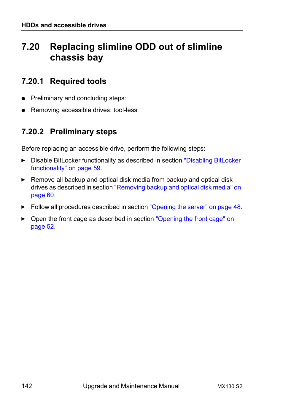 1 required tools, 2 preliminary steps, Replacing slimline odd out of slimline chassis bay | Required tools, Preliminary steps | FUJITSU PRIMERGY MX130 S2 User Manual | Page 142 / 256