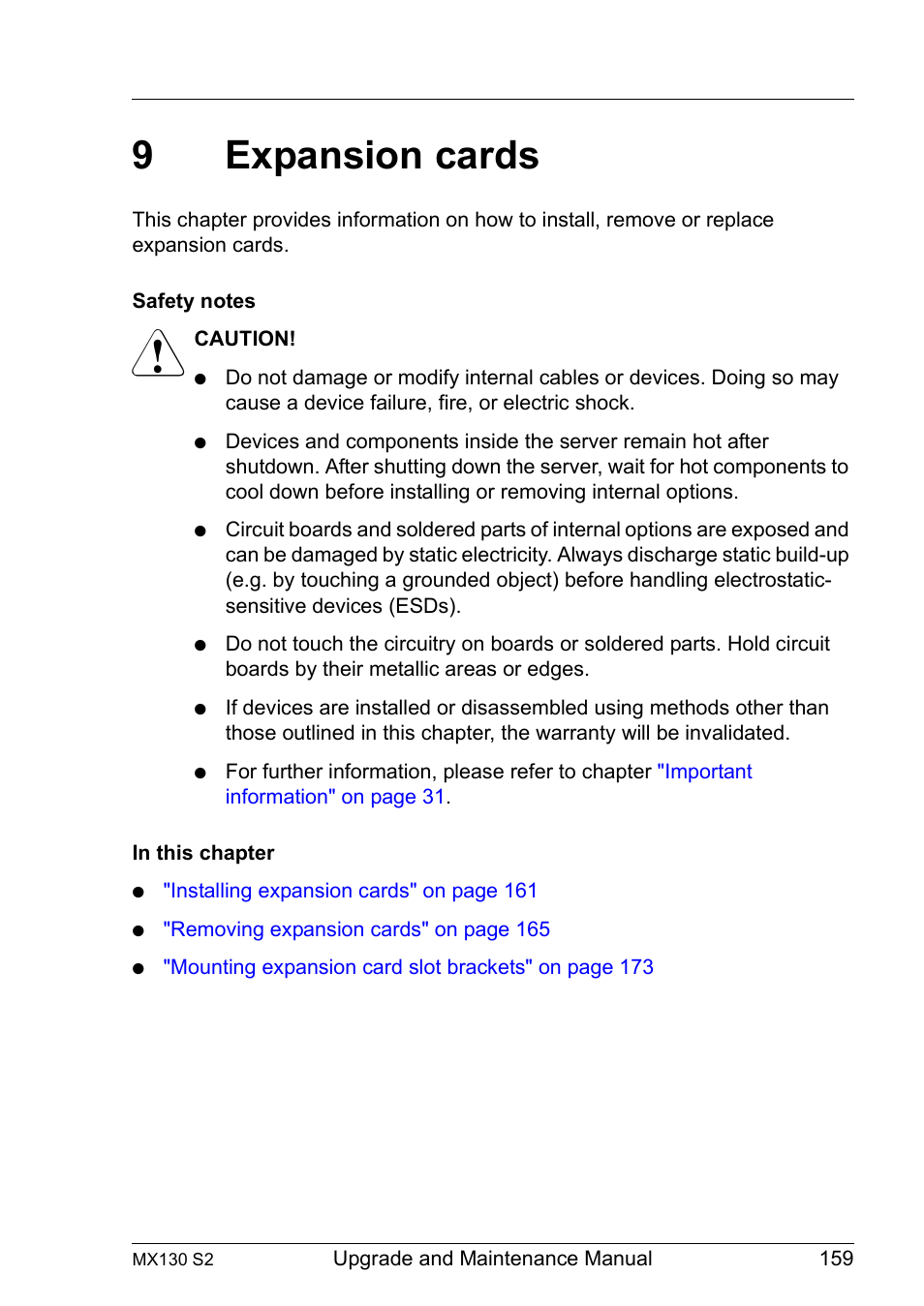 9 expansion cards, Expansion cards, 9expansion cards | FUJITSU PRIMERGY MX130 S2 User Manual | Page 159 / 256