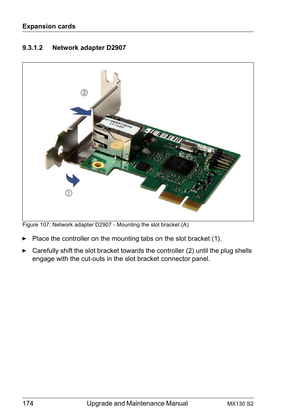 2 network adapter d2907, Network adapter d2907 | FUJITSU PRIMERGY MX130 S2 User Manual | Page 174 / 256
