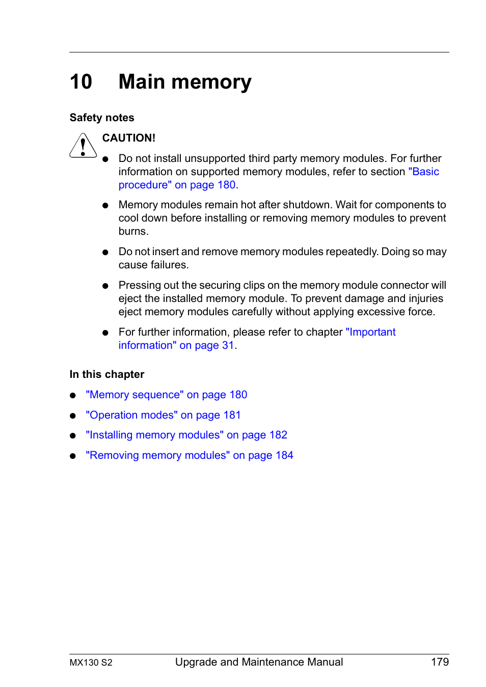 10 main memory, Main memory | FUJITSU PRIMERGY MX130 S2 User Manual | Page 179 / 256