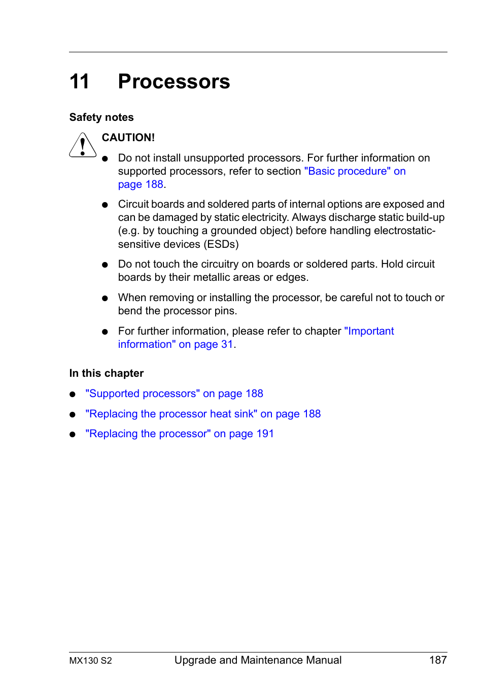 11 processors, Processors | FUJITSU PRIMERGY MX130 S2 User Manual | Page 187 / 256