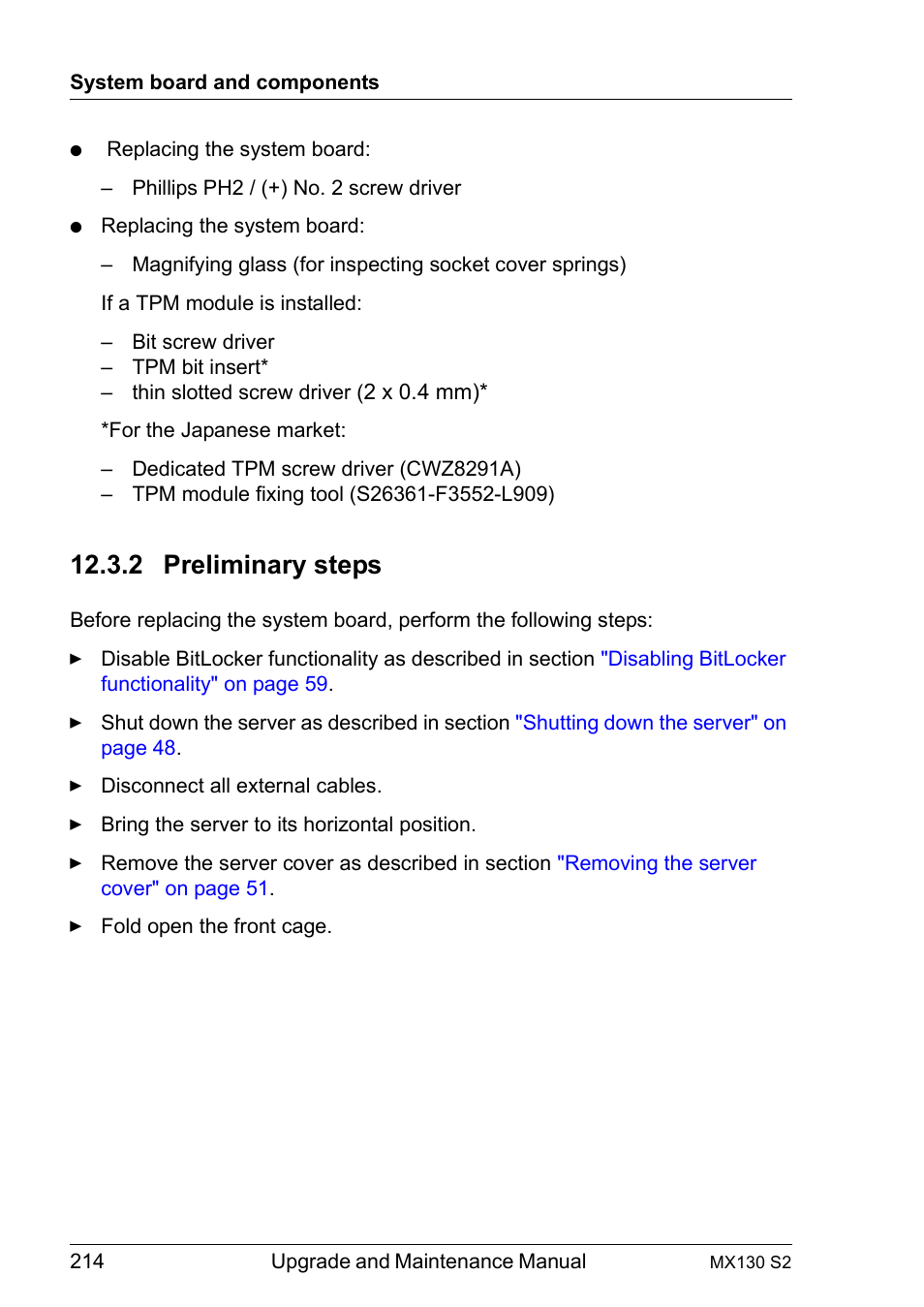 2 preliminary steps, Preliminary steps | FUJITSU PRIMERGY MX130 S2 User Manual | Page 214 / 256