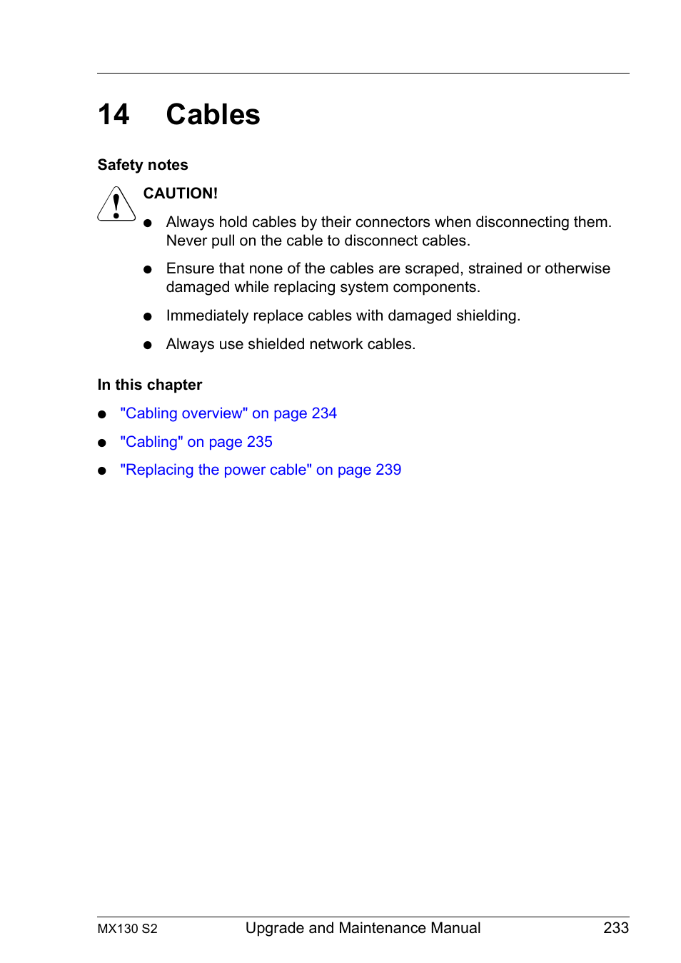 14 cables, Cables | FUJITSU PRIMERGY MX130 S2 User Manual | Page 233 / 256