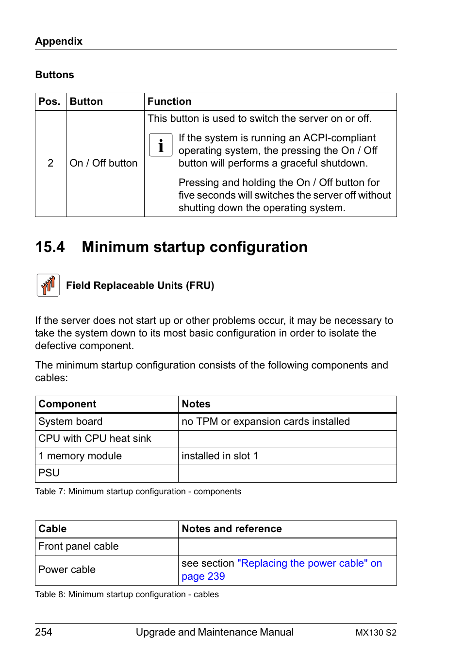 4 minimum startup configuration, Minimum startup configuration | FUJITSU PRIMERGY MX130 S2 User Manual | Page 254 / 256