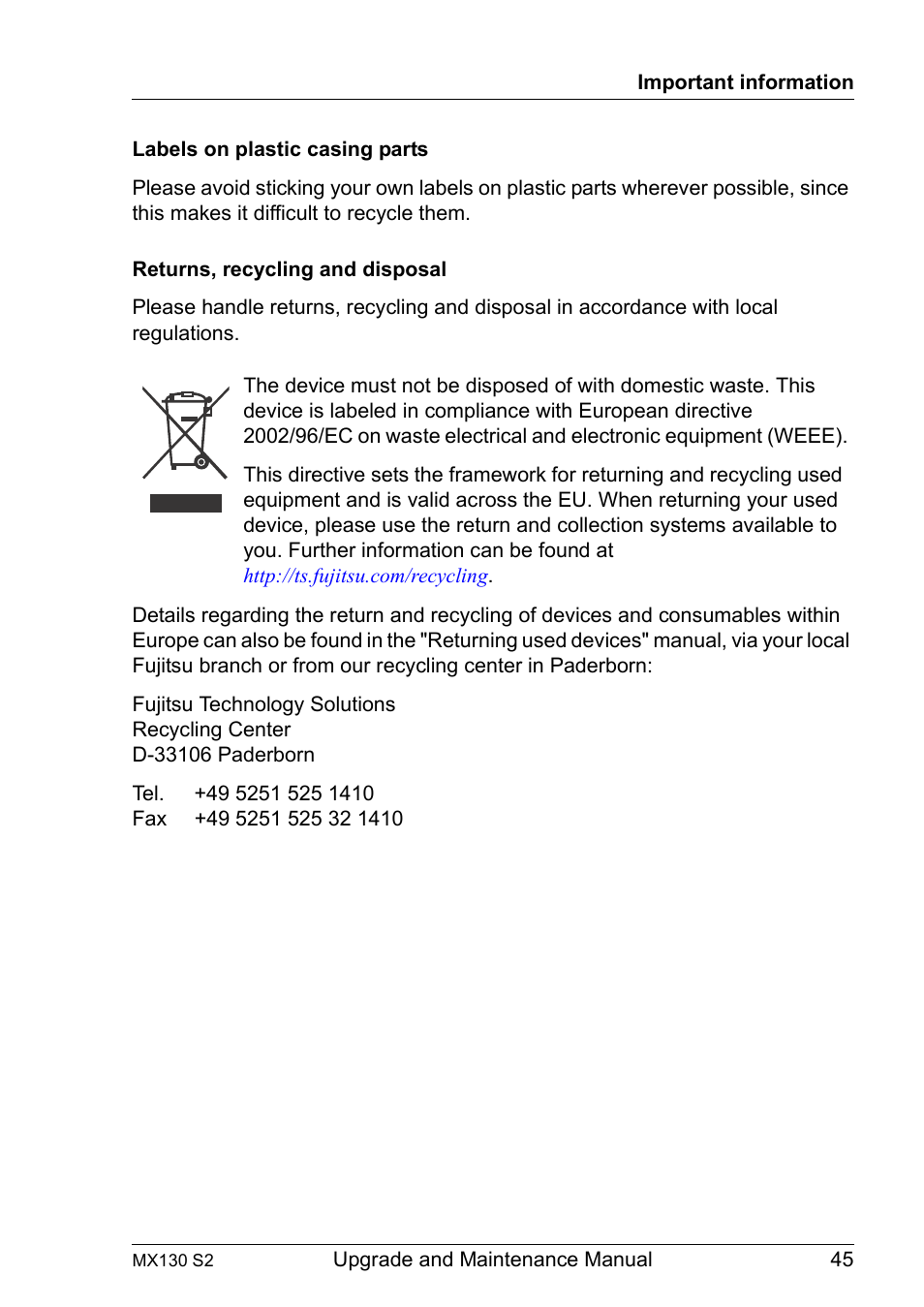 FUJITSU PRIMERGY MX130 S2 User Manual | Page 45 / 256